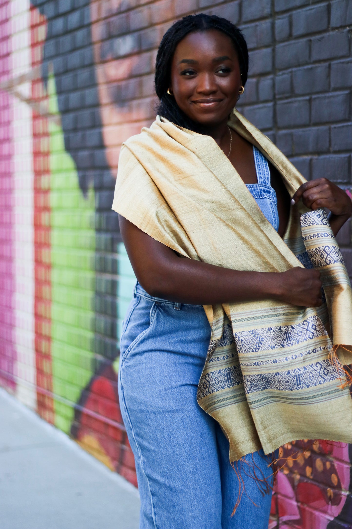 Golden Embrace Silk Scarf