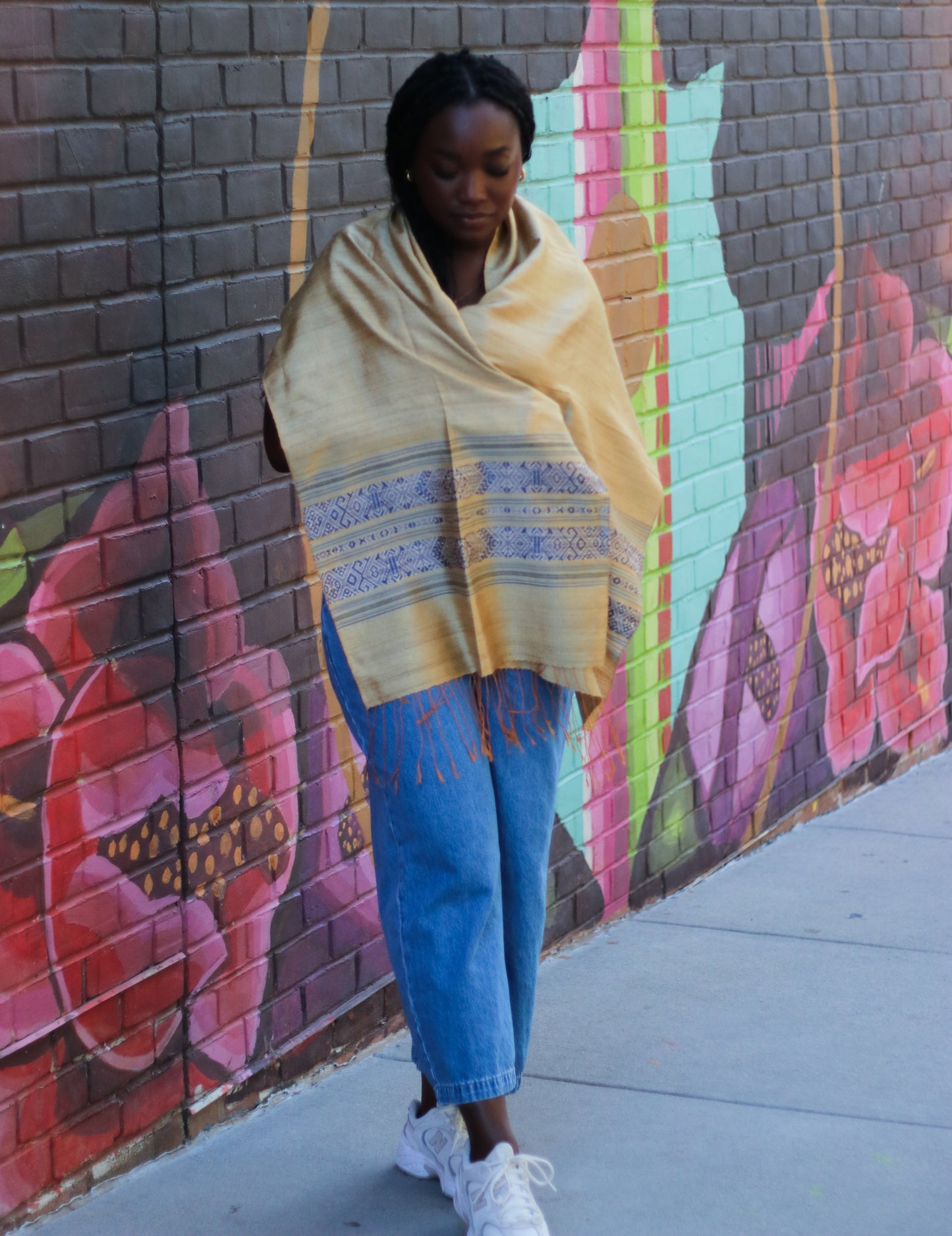 Golden Embrace Silk Scarf